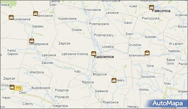 mapa Radziemice, Radziemice na mapie Targeo