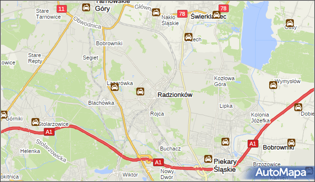 mapa Radzionków, Radzionków na mapie Targeo