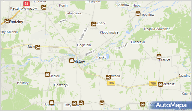 mapa Rajsko gmina Mstów, Rajsko gmina Mstów na mapie Targeo