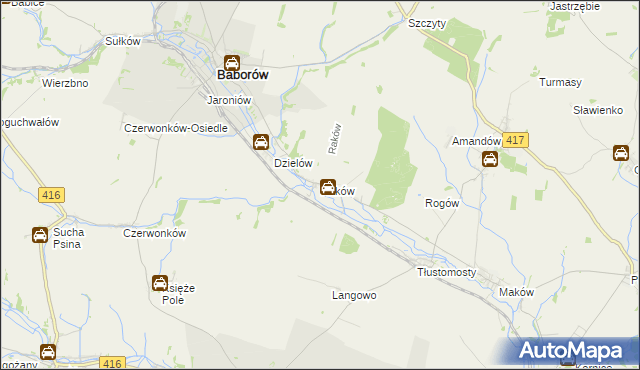 mapa Raków gmina Baborów, Raków gmina Baborów na mapie Targeo