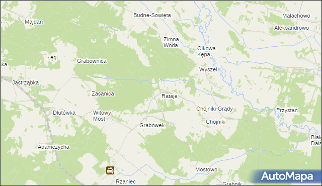 mapa Rataje gmina Olszewo-Borki, Rataje gmina Olszewo-Borki na mapie Targeo