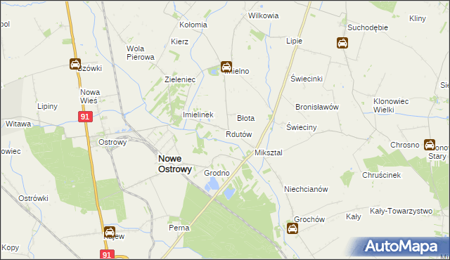 mapa Rdutów gmina Nowe Ostrowy, Rdutów gmina Nowe Ostrowy na mapie Targeo