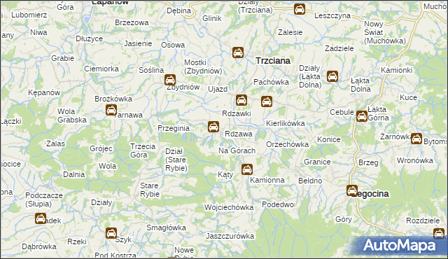 mapa Rdzawa, Rdzawa na mapie Targeo