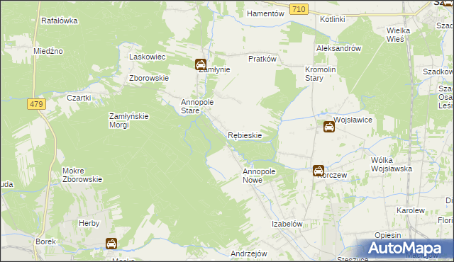 mapa Rębieskie, Rębieskie na mapie Targeo