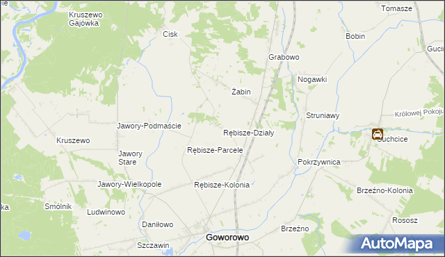 mapa Rębisze-Działy, Rębisze-Działy na mapie Targeo