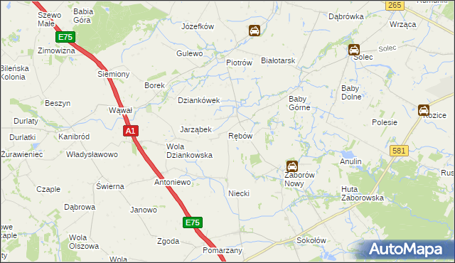 mapa Rębów gmina Gostynin, Rębów gmina Gostynin na mapie Targeo