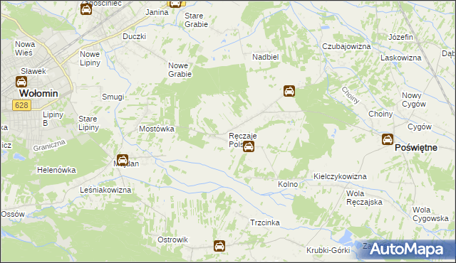 mapa Ręczaje Polskie, Ręczaje Polskie na mapie Targeo