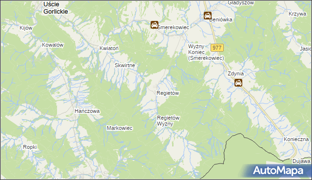 mapa Regietów, Regietów na mapie Targeo