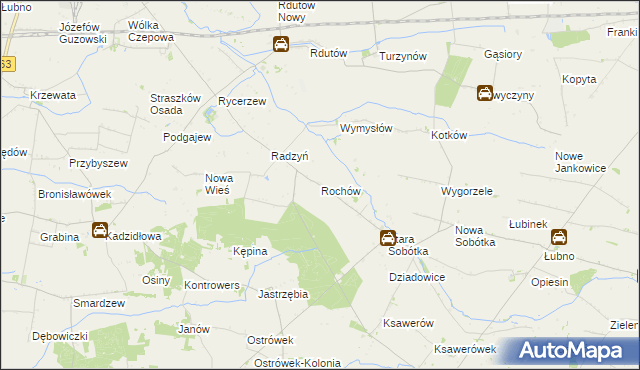 mapa Rochów gmina Grabów, Rochów gmina Grabów na mapie Targeo