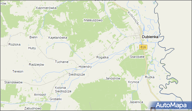 mapa Rogatka gmina Dubienka, Rogatka gmina Dubienka na mapie Targeo