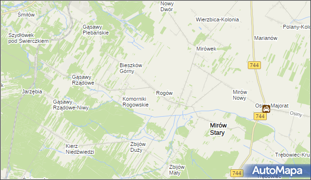 mapa Rogów gmina Mirów, Rogów gmina Mirów na mapie Targeo