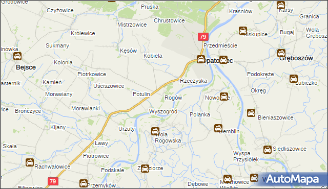 mapa Rogów gmina Opatowiec, Rogów gmina Opatowiec na mapie Targeo