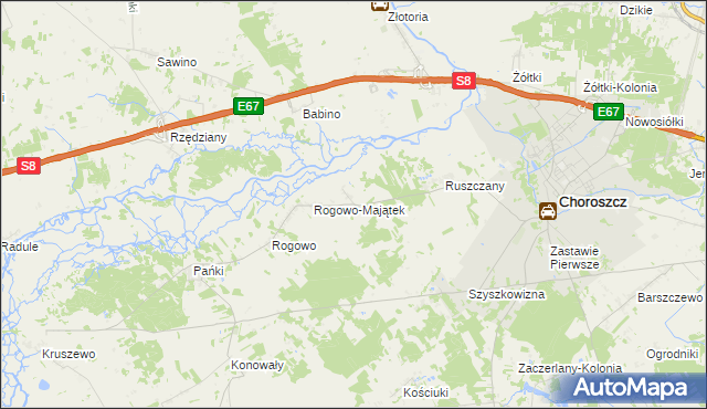 mapa Rogówek gmina Choroszcz, Rogówek gmina Choroszcz na mapie Targeo