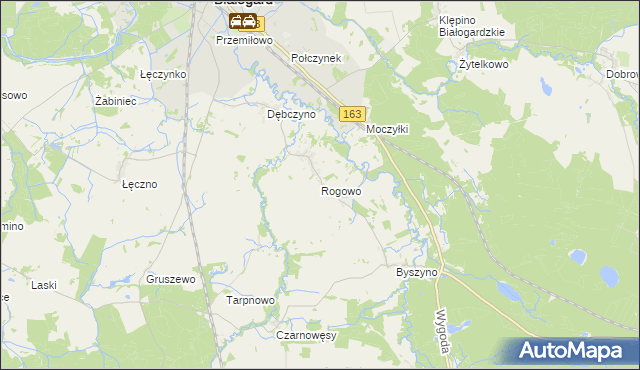 mapa Rogowo gmina Białogard, Rogowo gmina Białogard na mapie Targeo