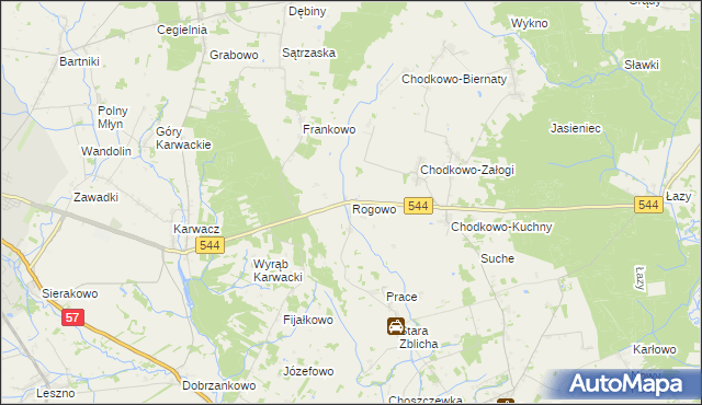 mapa Rogowo gmina Płoniawy-Bramura, Rogowo gmina Płoniawy-Bramura na mapie Targeo