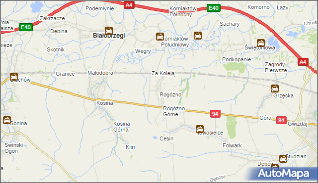 mapa Rogóżno, Rogóżno na mapie Targeo