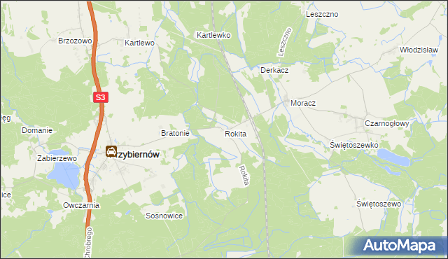 mapa Rokita gmina Przybiernów, Rokita gmina Przybiernów na mapie Targeo