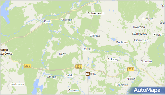 mapa Rokitki gmina Czarna Dąbrówka, Rokitki gmina Czarna Dąbrówka na mapie Targeo