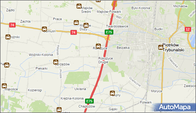 mapa Rokszyce Drugie, Rokszyce Drugie na mapie Targeo