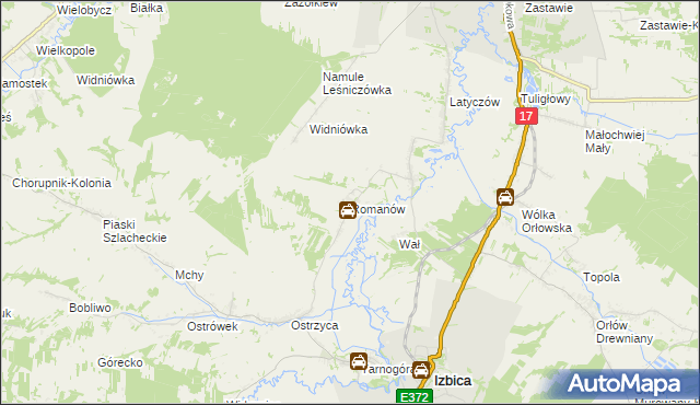 mapa Romanów gmina Izbica, Romanów gmina Izbica na mapie Targeo