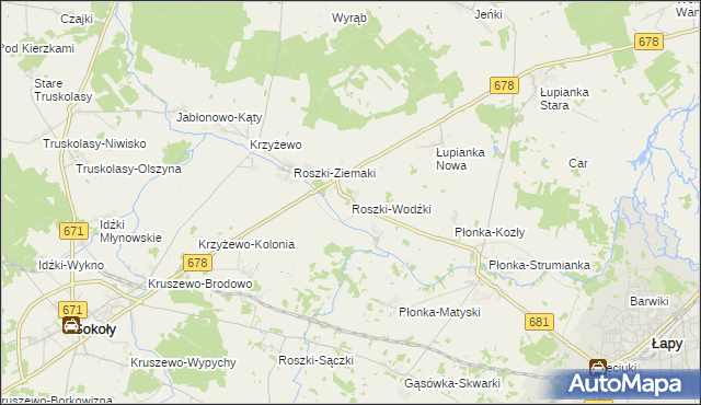 mapa Roszki-Wodźki, Roszki-Wodźki na mapie Targeo