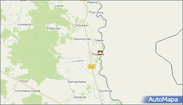 mapa Różanka gmina Włodawa, Różanka gmina Włodawa na mapie Targeo