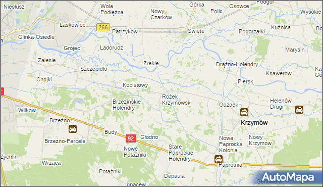 mapa Rożek Krzymowski, Rożek Krzymowski na mapie Targeo