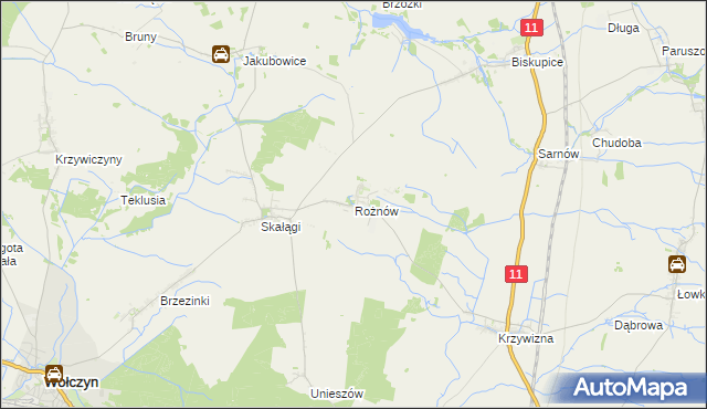 mapa Rożnów gmina Wołczyn, Rożnów gmina Wołczyn na mapie Targeo