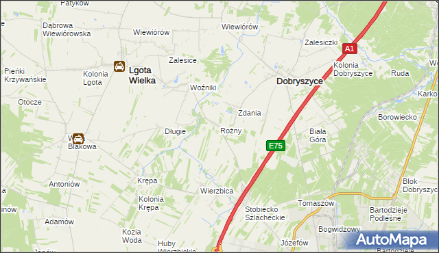 mapa Rożny, Rożny na mapie Targeo