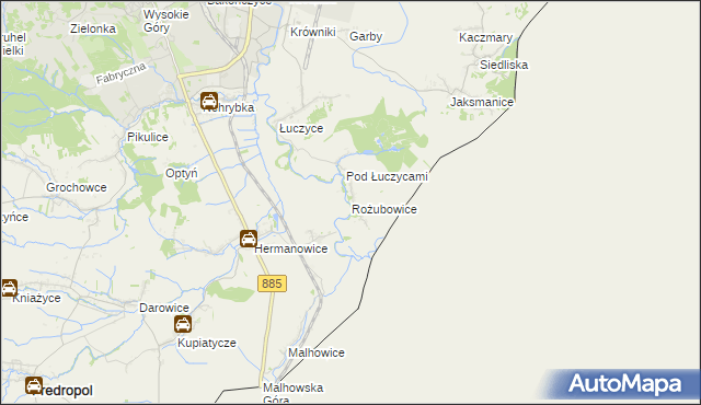 mapa Rożubowice, Rożubowice na mapie Targeo