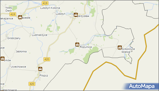 mapa Rozumice, Rozumice na mapie Targeo