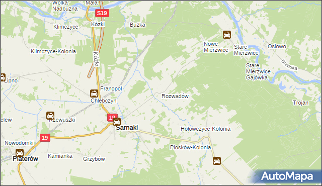 mapa Rozwadów gmina Sarnaki, Rozwadów gmina Sarnaki na mapie Targeo