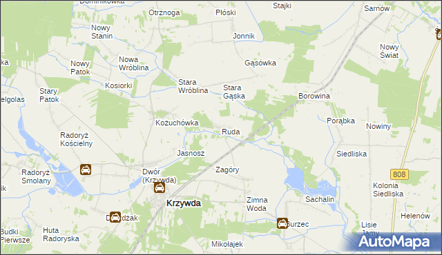 mapa Ruda gmina Krzywda, Ruda gmina Krzywda na mapie Targeo