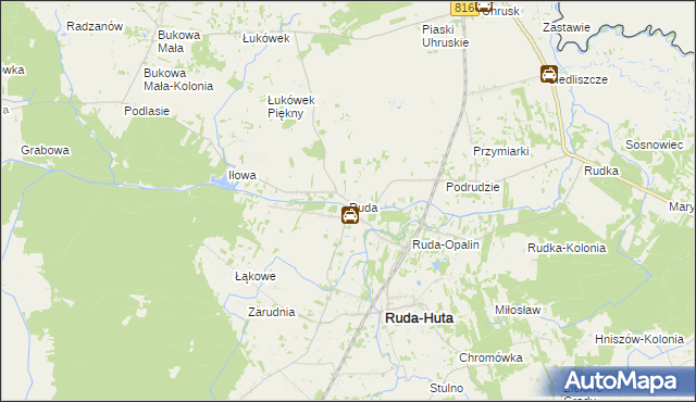 mapa Ruda gmina Ruda-Huta, Ruda gmina Ruda-Huta na mapie Targeo