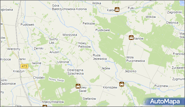 mapa Ruda Jeżewska, Ruda Jeżewska na mapie Targeo