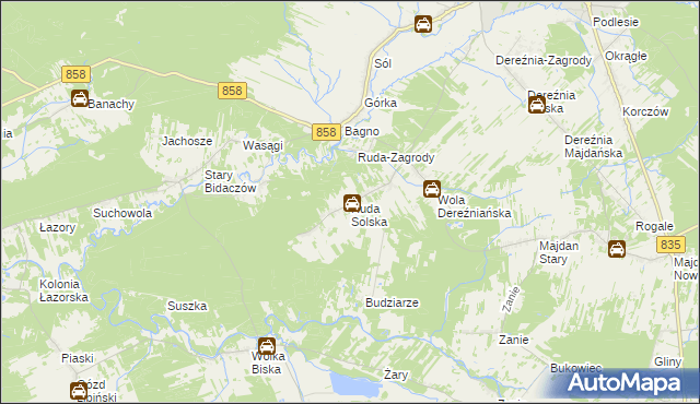 mapa Ruda Solska, Ruda Solska na mapie Targeo