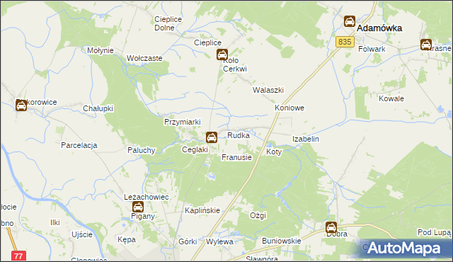 mapa Rudka gmina Sieniawa, Rudka gmina Sieniawa na mapie Targeo