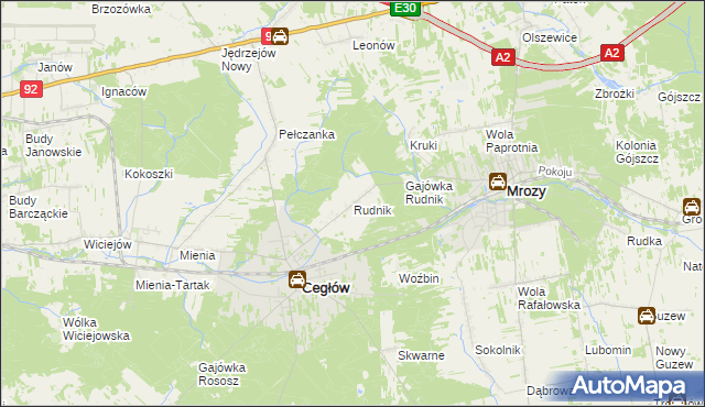 mapa Rudnik gmina Cegłów, Rudnik gmina Cegłów na mapie Targeo