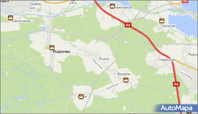 mapa Rudno gmina Rudziniec, Rudno gmina Rudziniec na mapie Targeo