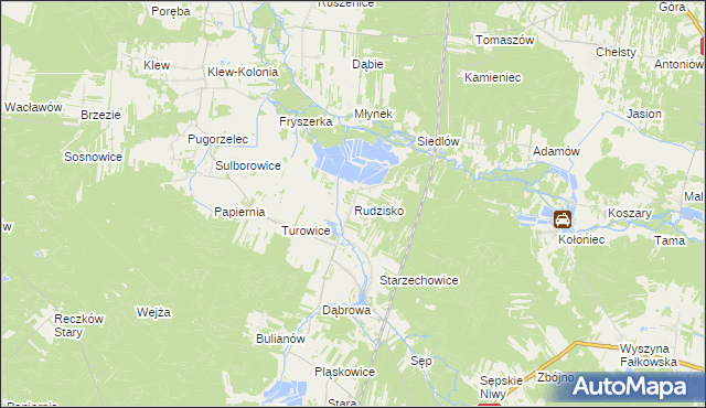 mapa Rudzisko gmina Fałków, Rudzisko gmina Fałków na mapie Targeo