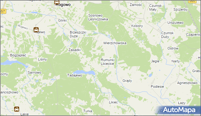 mapa Rumunki Likieckie, Rumunki Likieckie na mapie Targeo