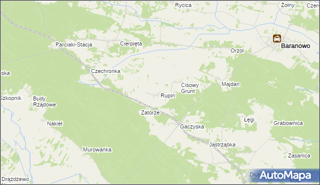 mapa Rupin gmina Baranowo, Rupin gmina Baranowo na mapie Targeo