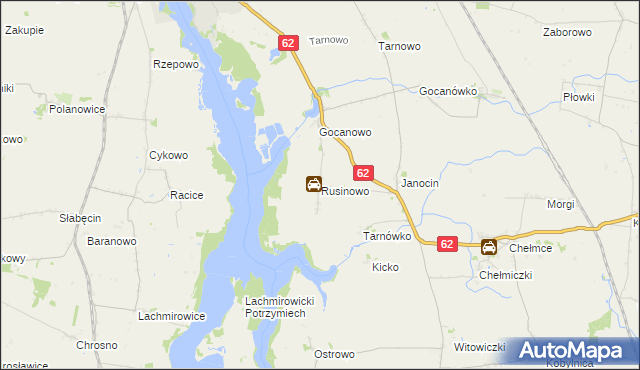 mapa Rusinowo gmina Kruszwica, Rusinowo gmina Kruszwica na mapie Targeo