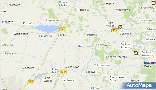 mapa Ruszkowo gmina Dobrzyń nad Wisłą, Ruszkowo gmina Dobrzyń nad Wisłą na mapie Targeo