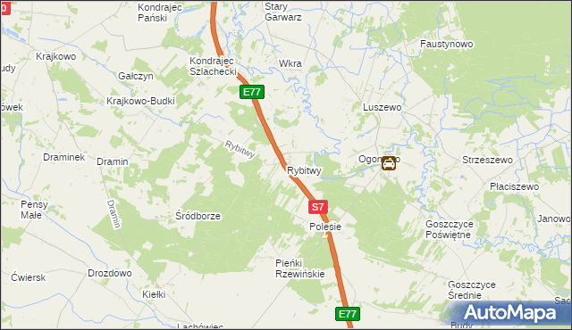 mapa Rybitwy gmina Baboszewo, Rybitwy gmina Baboszewo na mapie Targeo