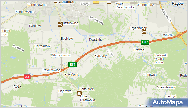 mapa Rydzyny, Rydzyny na mapie Targeo