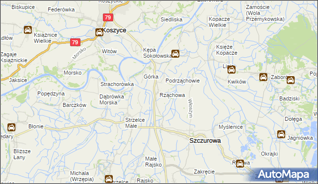 mapa Rząchowa, Rząchowa na mapie Targeo