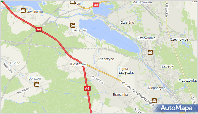 mapa Rzeczyce gmina Rudziniec, Rzeczyce gmina Rudziniec na mapie Targeo