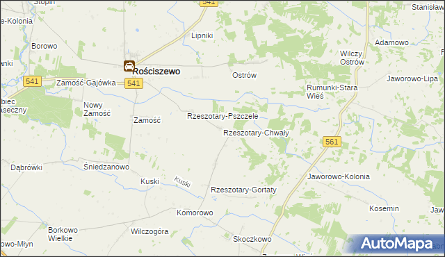 mapa Rzeszotary-Chwały, Rzeszotary-Chwały na mapie Targeo