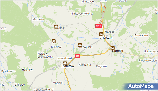 mapa Rzewuszki, Rzewuszki na mapie Targeo